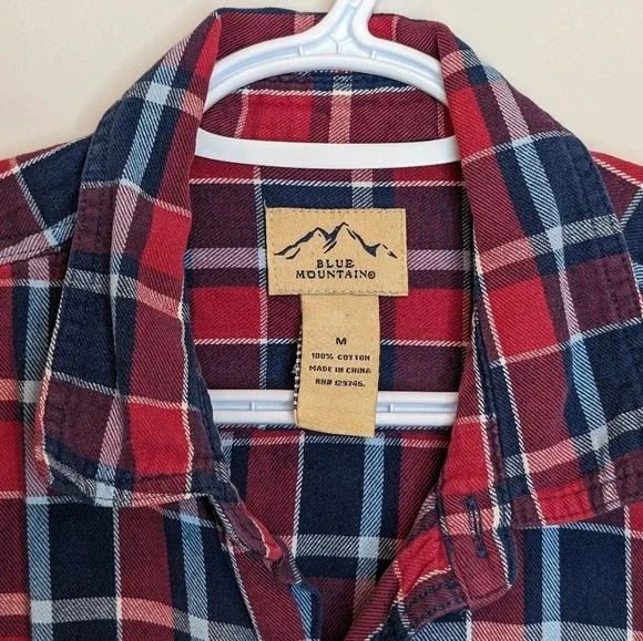 Blue Mountain Red & Blue  Collared Button Down Mens Medium - Picture 4 of 7